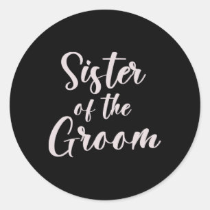 Sister van de bruidegom T-shirt bruiloft team van Ronde Sticker