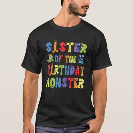 Sister van het Verjaardagsmonster Alien Kind B Day T-shirt (Voorkant)