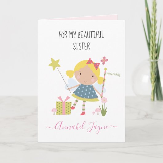 SIster verjaardagsmeisjes Kaart (Voorkant)