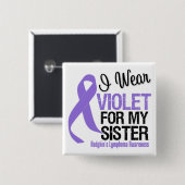 Sister Violet Ribbon Hodgkins Lymphoma Vierkante Button 5,1 Cm (Voorkant /achterkant)