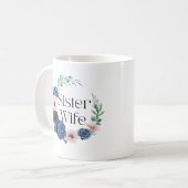 Sister Wife Floral Coffee Mok – Funny Sisterwives (Voorkant links)
