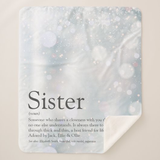 Sister Winter Holiday Snowflakes Fun Definition Sherpa Deken (Voorkant)
