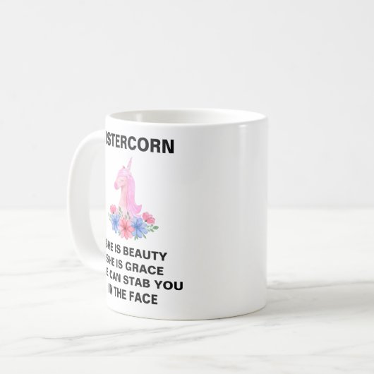 Sistercorn, Zuster Cadeau, Grappig Zuster Cadeau, Koffiemok (Voorkant links)