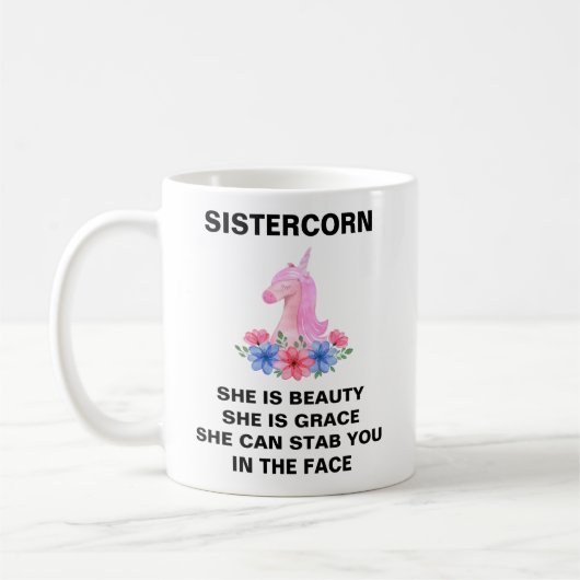 Sistercorn, Zuster Cadeau, Grappig Zuster Cadeau, Koffiemok (Links)