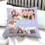 Sisterhood Script BFFs Heart 6 Photo Grid Kussen<br><div class="desc">Een speciale, gedenkwaardige meervoudige foto gooit kussen voor je zussen. Het ontwerp kenmerkt een 6 kleurenlay-out van het fotonet om uw eigen speciale zusfoto's te tonen. "Sisterhood" wordt weergegeven in een stijlvolle typografie. Een eenvoudige hartvorm wordt getoond over één van de foto's. De achterzijde is voorzien van hetzelfde ontwerp als...</div>