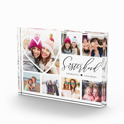 Sisterhood Script BFFs Heart 7 Photo Grid Collage Fotoblokken (Rechts)