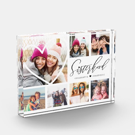 Sisterhood Script BFFs Heart 7 Photo Grid Collage Fotoblokken (Links)