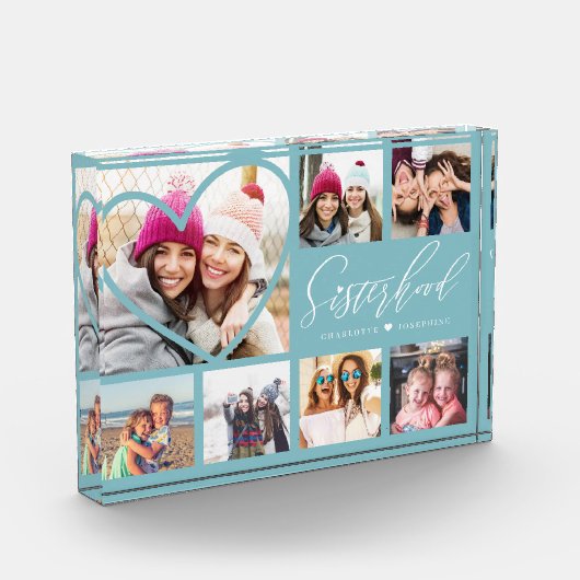 Sisterhood Script BFFs Heart 7 Photo Grid Collage Fotoblokken (Links)