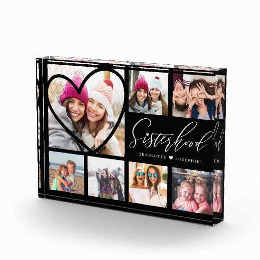 Sisterhood Script BFFs Heart 7 Photo Grid Collage Fotoblokken (Rechts)