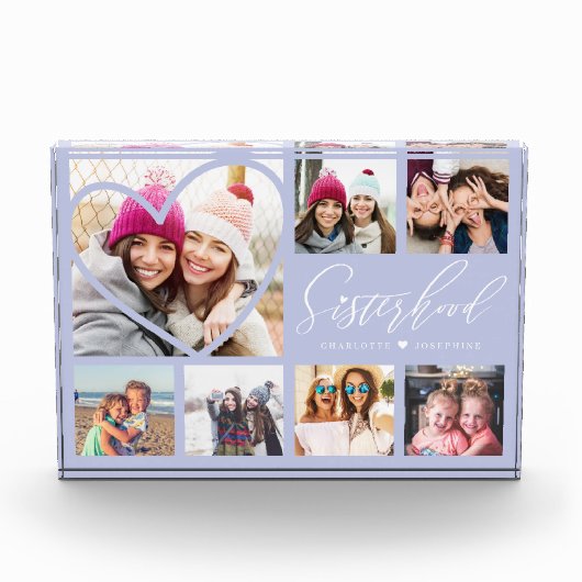 Sisterhood Script BFFs Heart 7 Photo Grid Collage Fotoblokken (Voorkant)