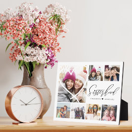 Sisterhood Script BFFs Heart 7 Photo Grid Collage Fotoplaat