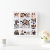 Sisterhood Script Family Memory Photo Grid Collage Vierkante Klok (Huis)