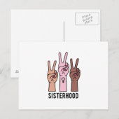 Sisterhood, vrouw handen met vredesbord briefkaart (Voorkant / Achterkant)