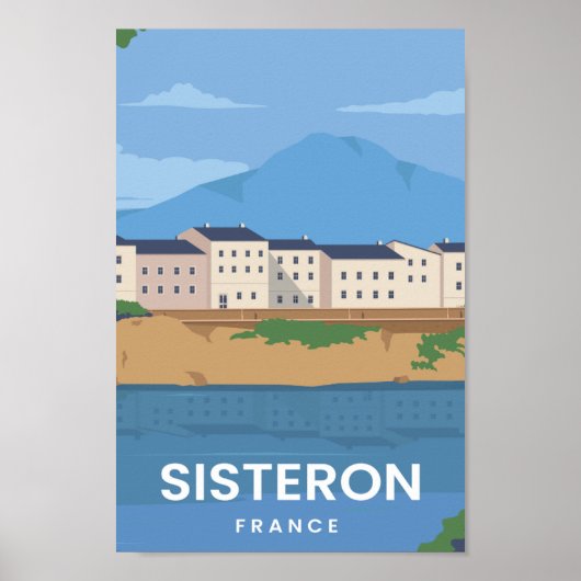 Sisteron Frankrijk Beroemde Reisplaats Illustratie Poster (Voorkant)