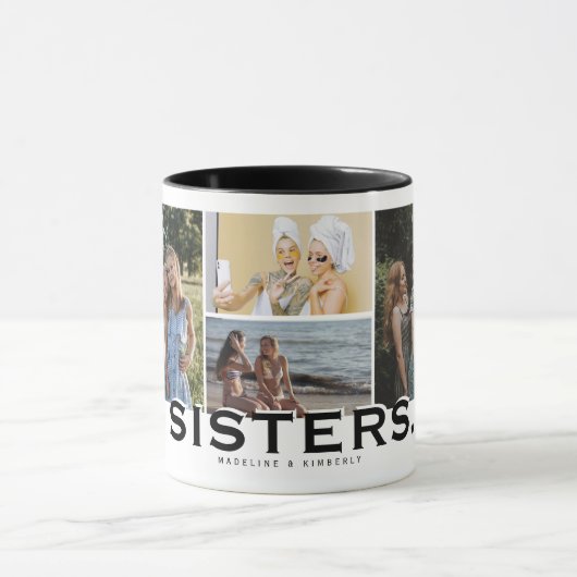 SISTERS 8 Foto Collage Modern Gift Mok (Midden)