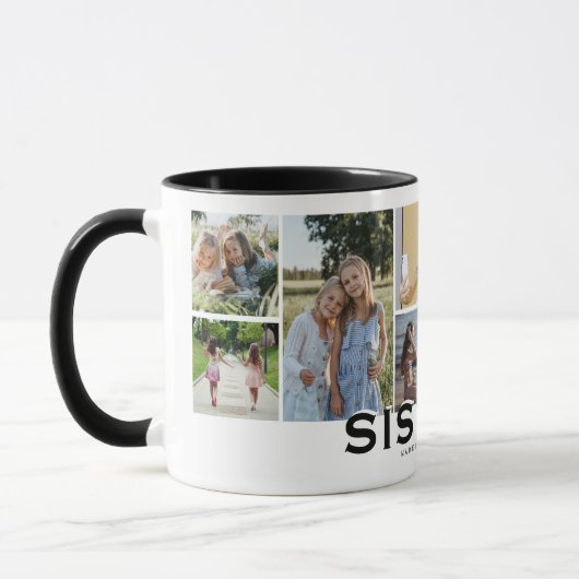 SISTERS 8 Foto Collage Modern Gift Mok (Links)