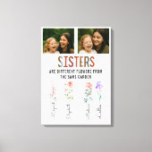 Sisters Are Different Flowers Custom Photo & Names Canvas Afdruk (Voorkant)