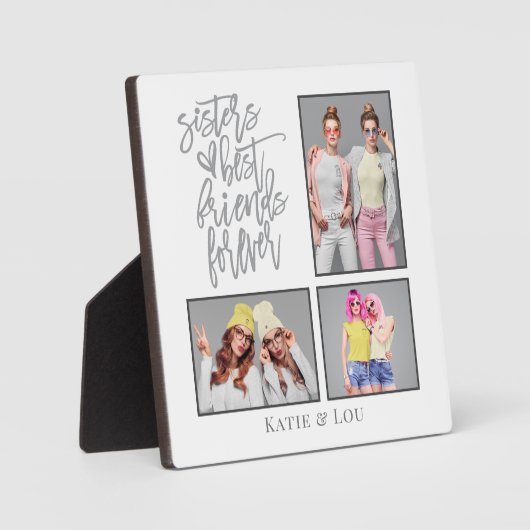 Sisters Best Friends Forever script 3 Foto's Gray Fotoplaat (Voorkant)