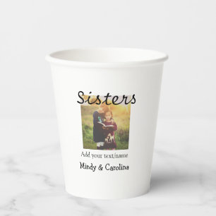 Sisters besties BFF voeg foto naam familie toe Papieren Bekers