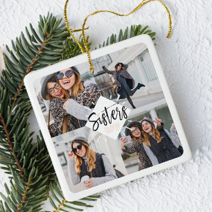 Sisters BFF   Best Friends Forever Photo Collage Keramisch Ornament