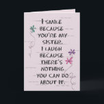 Sister's Birthday with glitter flowers Card Kaart<br><div class="desc">Glitter doodle daisies on cracked blush pink background for sister's birthday.</div>