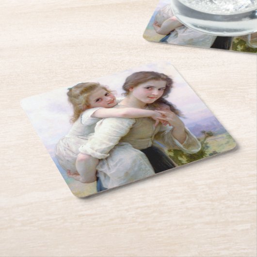 Sisters, Bouguereau Kartonnen Onderzetters (Schuin)