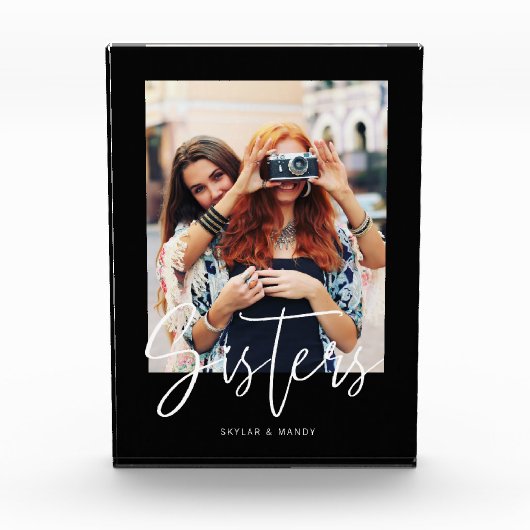 Sisters Brush Script Moderne foto-indeling zwart Fotoblokken (Voorkant)