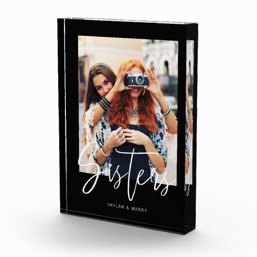 Sisters Brush Script Moderne foto-indeling zwart Fotoblokken (Rechts)