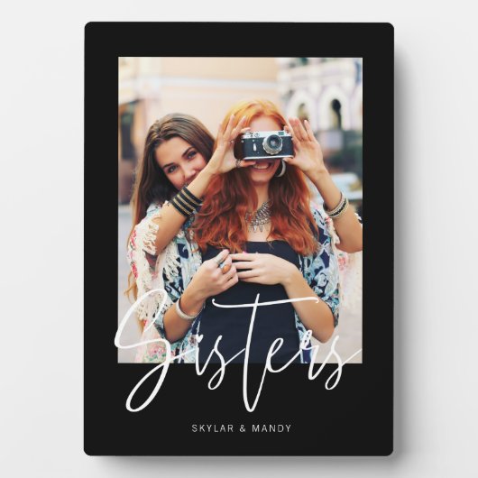 Sisters Brush Script Moderne foto-indeling zwart Fotoplaat (voorkant)
