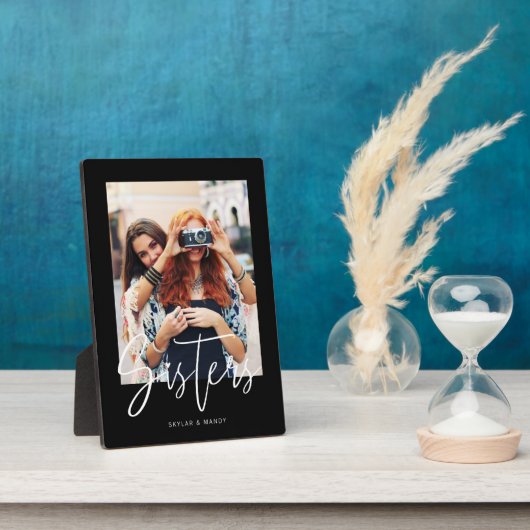 Sisters Brush Script Moderne foto-indeling zwart Fotoplaat (Zijkant)