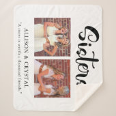 Sisters Calligrafie 2 Foto Collage Quote Gift Sherpa Deken (Voorkant)