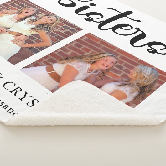 Sisters Calligrafie 2 Foto Collage Quote Gift Sherpa Deken (3/4)