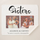 Sisters Calligrafie 2 Foto Collage Quote Gift Sherpa Deken (Voorkant (horizontaal))