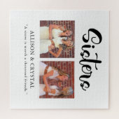 Sisters Calligrafie 2 Foto Collage Quote Sibling Legpuzzel (Horizontaal)