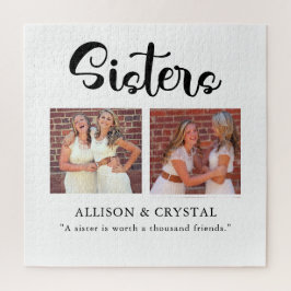 Sisters Calligrafie 2 Foto Collage Quote Sibling Legpuzzel