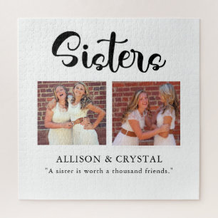 Sisters Calligrafie 2 Foto Collage Quote Sibling Legpuzzel
