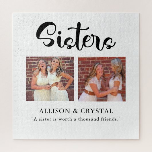 Sisters Calligrafie 2 Foto Collage Quote Sibling Legpuzzel (Verticaal)