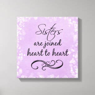 Sisters citeren hart naar hart canvas afdruk