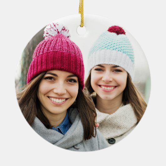 Sisters Connected At Heart Photo Keepsake Navy Keramisch Ornament (Achterkant)