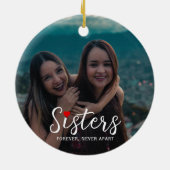Sisters Connected At Heart Photo Keepsake White Keramisch Ornament (Achterkant)