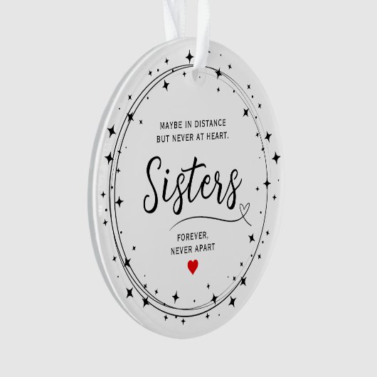 Sisters Connected At Heart Photo Keepsake White Ornament (voorkant)