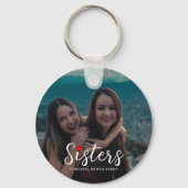Sisters Connected At Heart Photo Keepsake White Sleutelhanger (Voorkant)