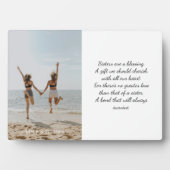 Sisters Elegant Script Photo Poem White Overlay Fotoplaat (voorkant)