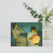 Sisters Evening Lantern Sclittgen Art Girl Briefkaart (Staand voorkant)