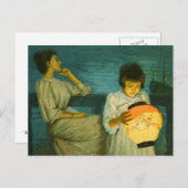 Sisters Evening Lantern Sclittgen Art Girl Briefkaart (Voorkant / Achterkant)