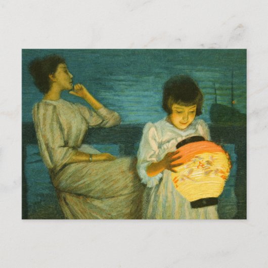 Sisters Evening Lantern Sclittgen Art Girl Briefkaart (Voorkant)