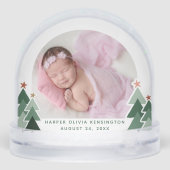 Sisters First Christmas Rustic Trees 2 Foto's Sneeuwbol (Achterkant)