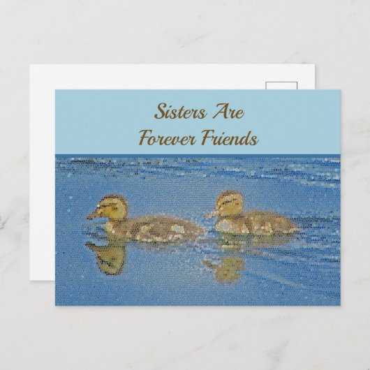 Sisters for ever Friends Ducklings Mosaic Sibling Briefkaart (Voorkant / Achterkant)