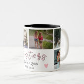 Sisters Forever – 6 Photo Custom Coffee Mug Tweekleurige Koffiemok (Voorkant rechts)