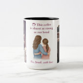 Sisters Forever – Custom Photo Collage Gift Tweekleurige Koffiemok (Center)